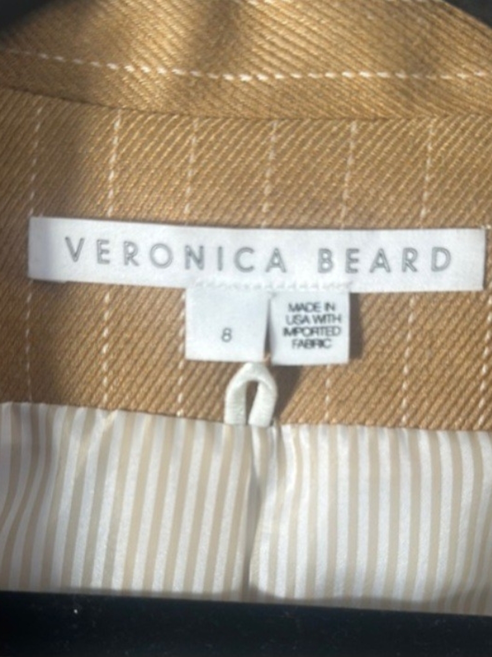 Veronica Beard Mustard-Tan Pinstripe Dickey Jacket Blazer - Picture 5 of 8
